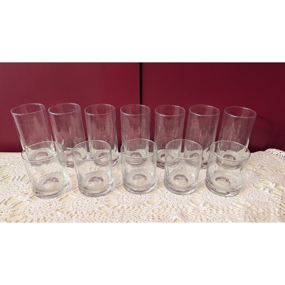 12 Libbey Crisa Impressions Double Old Fashioned Pinched Side Thumbprint Glasses